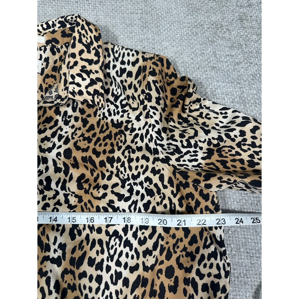 Chicos Top Womens 3 XL Animal Print Cotton Blouse No Iron Tie Waist Career - Picture 5 of 10